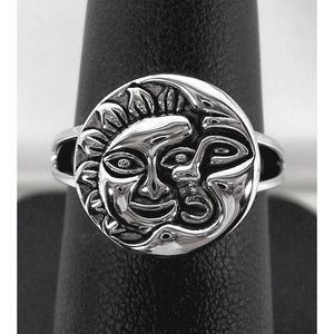 925 STERLING SILVER Sun & Moon High Polished Ring